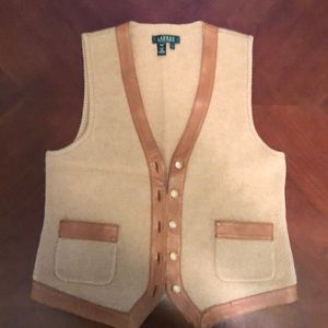 RALPH LAUREN CASHMERE AND LEATHER VEST